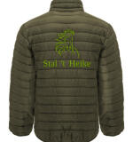 Winterjas met paardenlijntekening & tekst